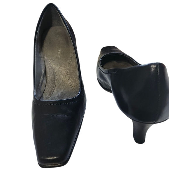AEROSOLES Envy Black Genuine Leather Heels Comfort Pro, Office Classic Sz 7 - Picture 6 of 8